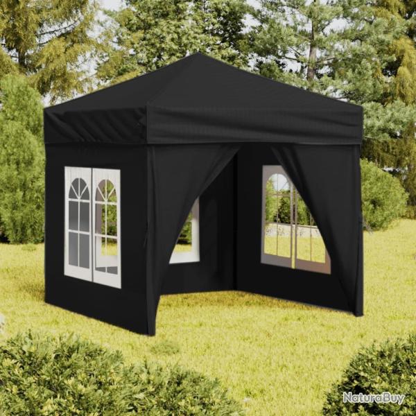 Tente de rception pliable avec parois Noir 2x2 m alsavelo