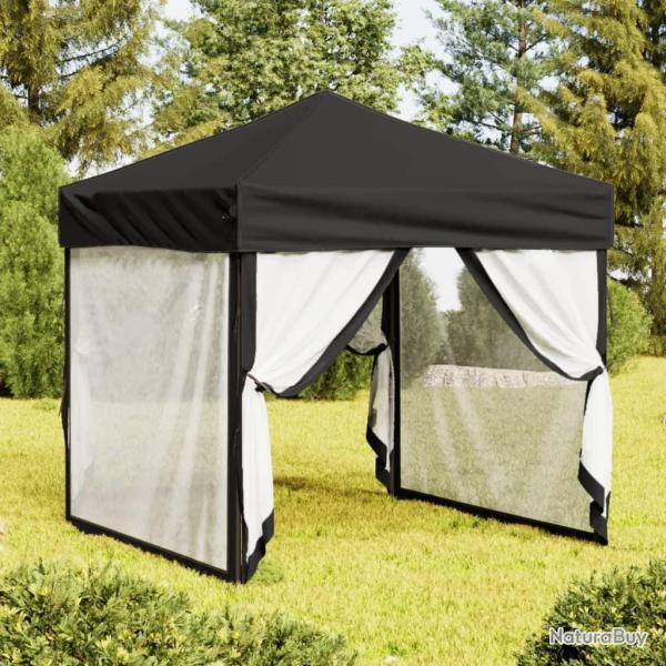 Tente de r�ception pliable avec parois Noir 2x2 m