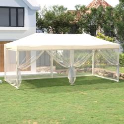 Tente de r&eacute;ception pliable avec parois Cr&egrave;me 3x6 m