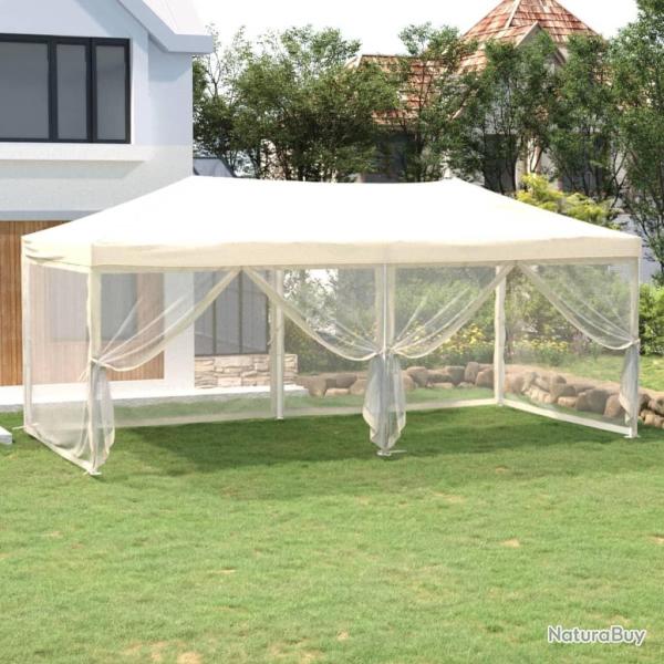 Tente de r�ception pliable avec parois Cr�me 3x6 m