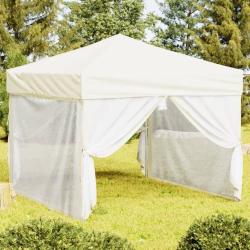 Tente de r&eacute;ception pliable avec parois Cr&egrave;me 3x3 m