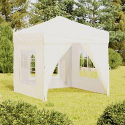 Tente de r&eacute;ception pliable avec parois Cr&egrave;me 2x2 m