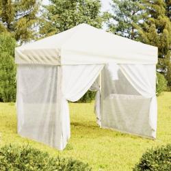 Tente de r&eacute;ception pliable avec parois Cr&egrave;me 2x2 m