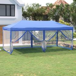 Tente de r&eacute;ception pliable avec parois Bleu 3x6 m alsavelo
