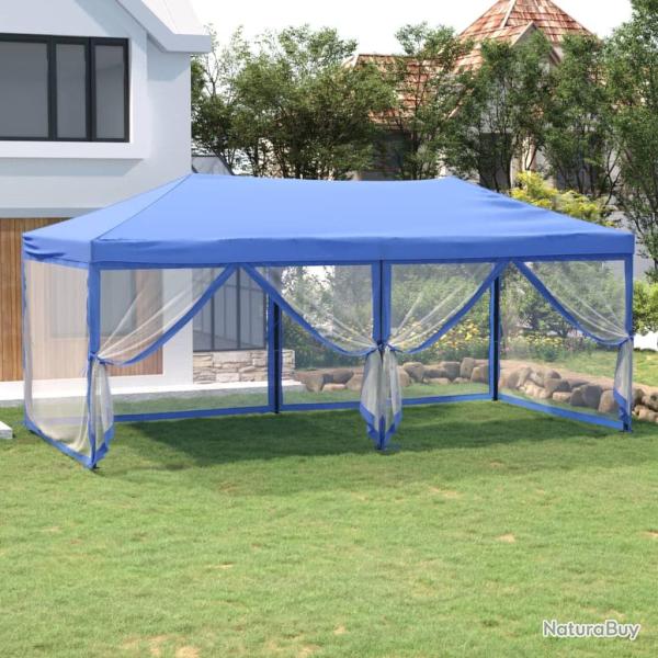 Tente de r�ception pliable avec parois Bleu 3x6 m