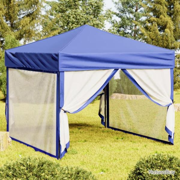 Tente de r�ception pliable avec parois Bleu 3x3 m