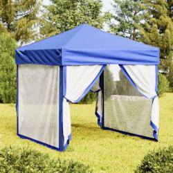 Tente de r&eacute;ception pliable avec parois Bleu 2x2 m