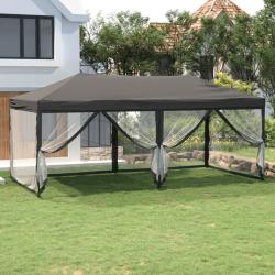 Tente de r&eacute;ception pliable avec parois Anthracite 3x6 m alsavelo