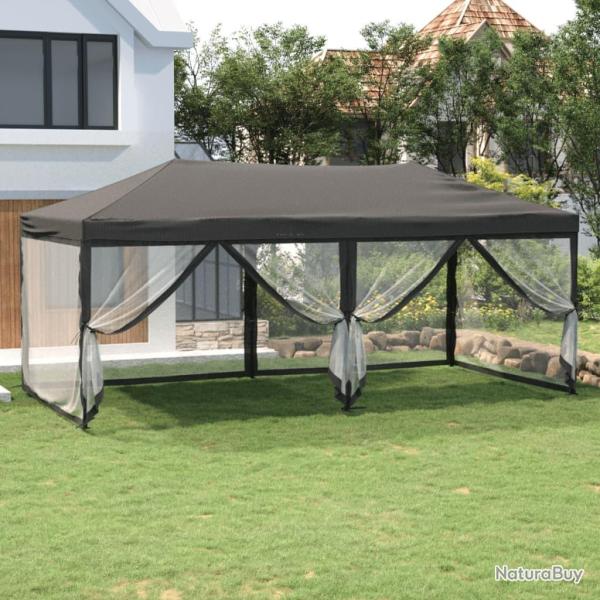 Tente de r�ception pliable avec parois Anthracite 3x6 m alsavelo