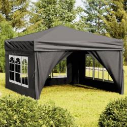 Tente de r&eacute;ception pliable avec parois Anthracite 3x3 m
