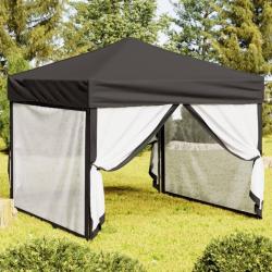 Tente de r&eacute;ception pliable avec parois Anthracite 3x3 m