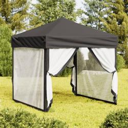 Tente de r&eacute;ception pliable avec parois Anthracite 2x2 m