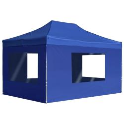 Tente de r&eacute;ception pliable avec parois Aluminium 4,5x3 m Bleu alsavelo