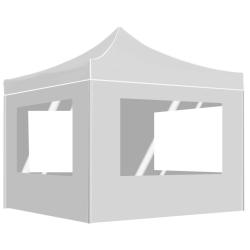 Tente de r&eacute;ception pliable avec parois Aluminium 2x2 m Blanc