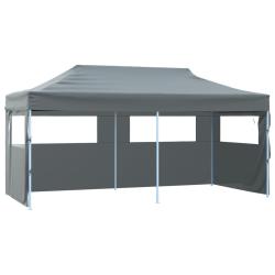 Tente de r&eacute;ception pliable avec parois 3x6 m anthracite alsavelo
