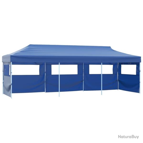 Tente de rception pliable avec 5 parois 3x9 m Bleu alsavelo