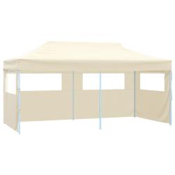 Tente de r&eacute;ception pliable avec 4 parois 3x6 m Acier Cr&egrave;me