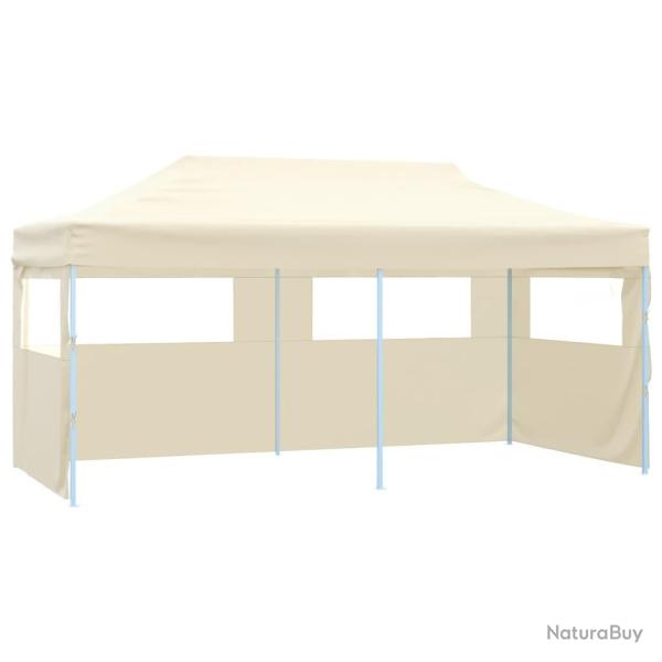 Tente de r�ception pliable avec 4 parois 3x6 m Acier Cr�me