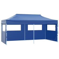 Tente de r&eacute;ception pliable avec 4 parois 3x6 m Acier Bleu