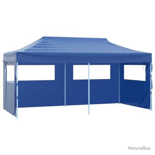 Tente de r�ception pliable avec 4 parois 3x6 m Acier Bleu