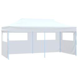 Tente de r&eacute;ception pliable avec 4 parois 3x6 m Acier Blanc alsavelo
