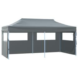 Tente de r&eacute;ception pliable avec 4 parois 3x6 m Acier Anthracite alsavelo