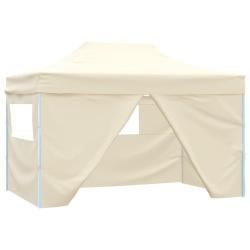 Tente de r&eacute;ception pliable avec 4 parois 3x4 m Acier Cr&egrave;me