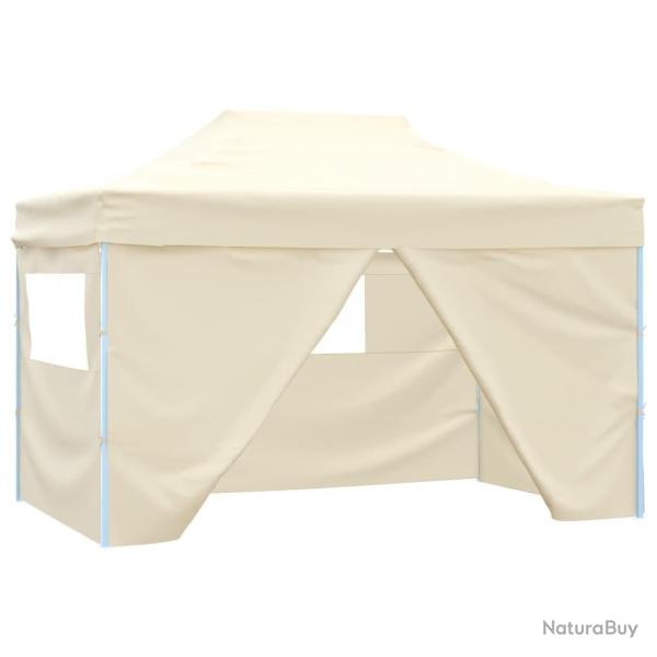 Tente de r�ception pliable avec 4 parois 3x4 m Acier Cr�me