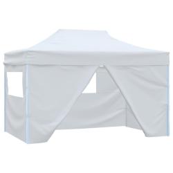 Tente de r&eacute;ception pliable avec 4 parois 3x4 m Acier Blanc