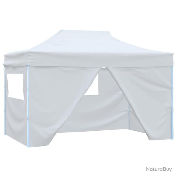 Tente de r�ception pliable avec 4 parois 3x4 m Acier Blanc