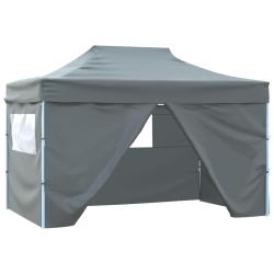 Tente de r&eacute;ception pliable avec 4 parois 3x4 m Acier Anthracite
