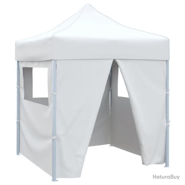 Tente de r�ception pliable avec 4 parois 2x2 m Acier Blanc