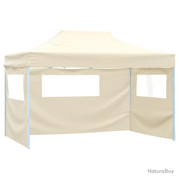 Tente de rception pliable avec 3 parois 3x4 m Acier Crme alsavelo