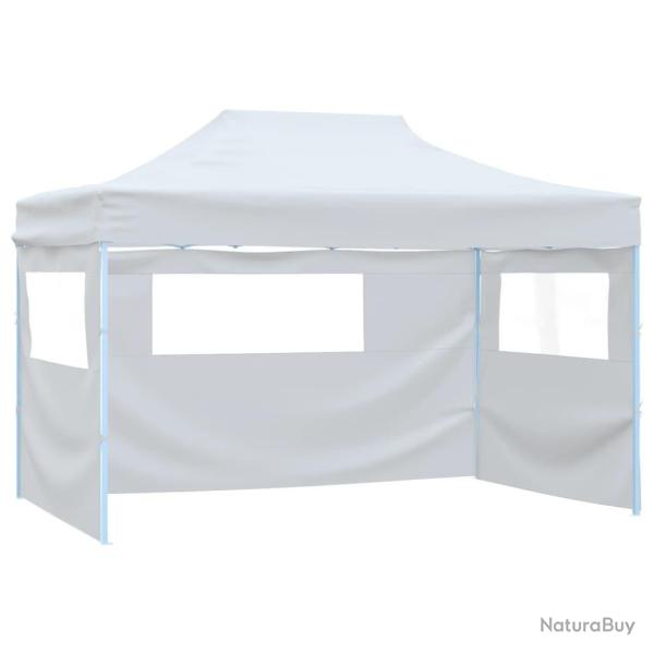 Tente de r�ception pliable avec 3 parois 3x4 m Acier Blanc alsavelo