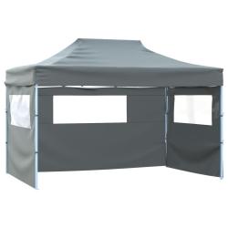 Tente de r&eacute;ception pliable avec 3 parois 3x4 m Acier Anthracite