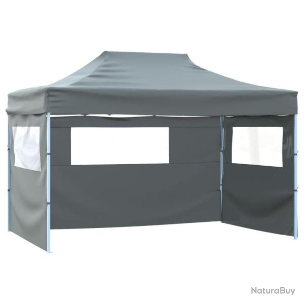 Tente de r�ception pliable avec 3 parois 3x4 m Acier Anthracite