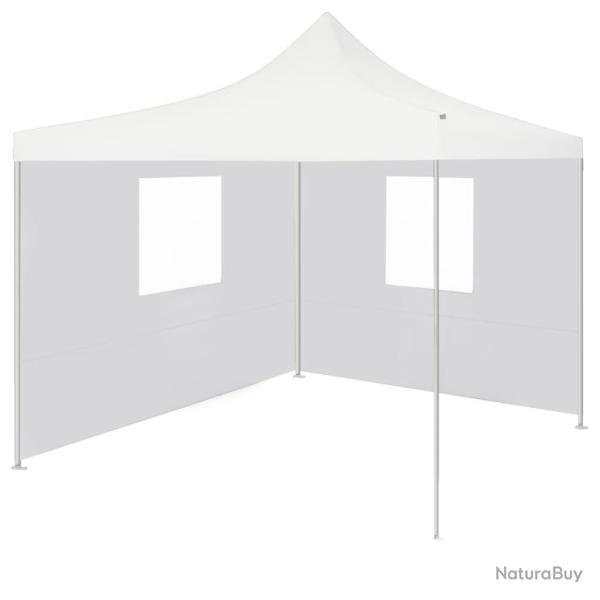 Tente de r�ception pliable avec 2 parois 3x3 m Acier Blanc