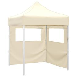 Tente de r&eacute;ception pliable avec 2 parois 2x2 m Acier Cr&egrave;me