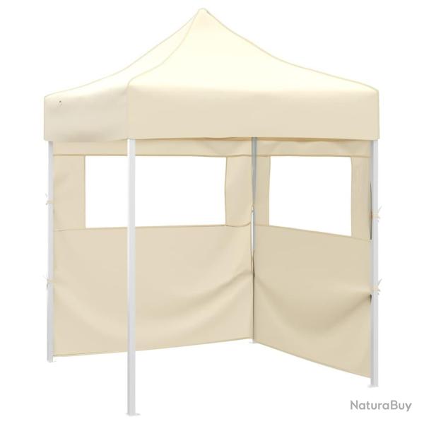 Tente de r�ception pliable avec 2 parois 2x2 m Acier Cr�me