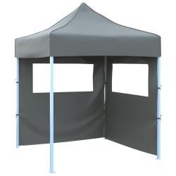 Tente de r&eacute;ception pliable avec 2 parois 2x2 m Acier Anthracite