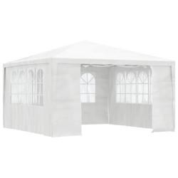 Tente de r&eacute;ception avec parois lat&eacute;rales 4x4 m Blanc 90 g/m&sup2;