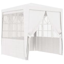 Tente de r&eacute;ception avec parois lat&eacute;rales 2,5x2,5m Blanc 90 g/m&sup2;
