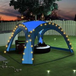 Tente de r&eacute;ception avec LED et 4 parois 3,6x3,6x2,3 m Bleu