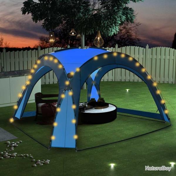 Tente de r�ception avec LED et 4 parois 3,6x3,6x2,3 m Bleu
