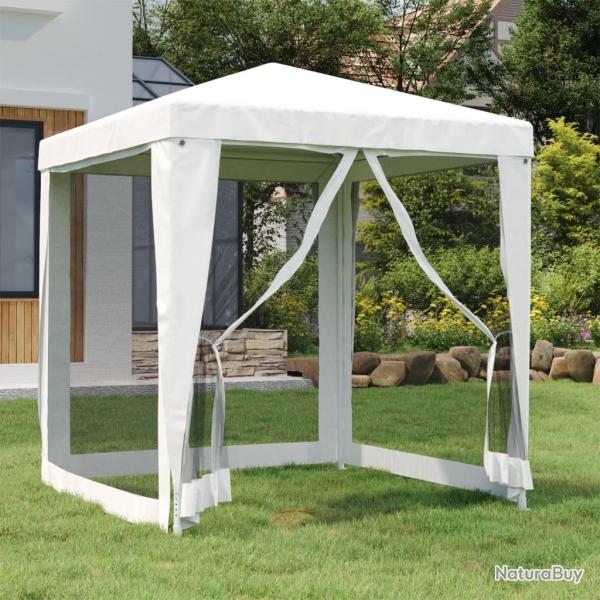Tente de r�ception avec 4 parois lat�rales en maille 2x2m Blanc alsavelo