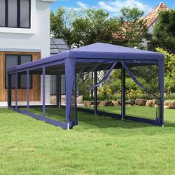 Tente de f&ecirc;te et 10 parois lat&eacute;rales en maille Bleu 3x12 m PEHD