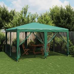 Tente de f&ecirc;te avec 8 parois lat&eacute;rales en maille vert 4x4 m PEHD