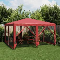 Tente de f&ecirc;te avec 8 parois lat&eacute;rales en maille rouge 4x4m PEHD