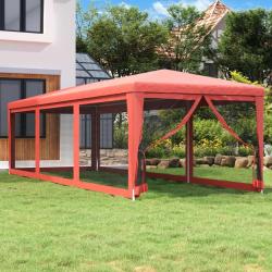 Tente de f&ecirc;te avec 8 parois lat&eacute;rales en maille Rouge 3x9m PEHD