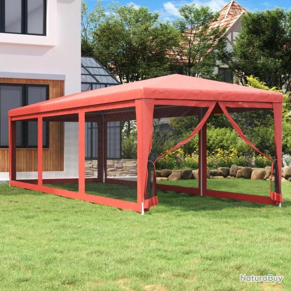 Tente de f�te avec 8 parois lat�rales en maille Rouge 3x9m PEHD alsavelo